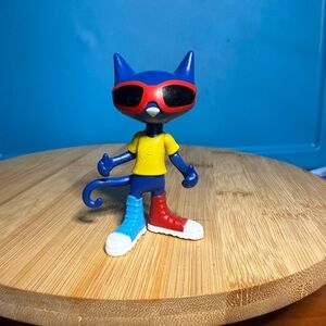 Pete the Cat Figurine Toy with Red Sunglasses and Yellow Shirt